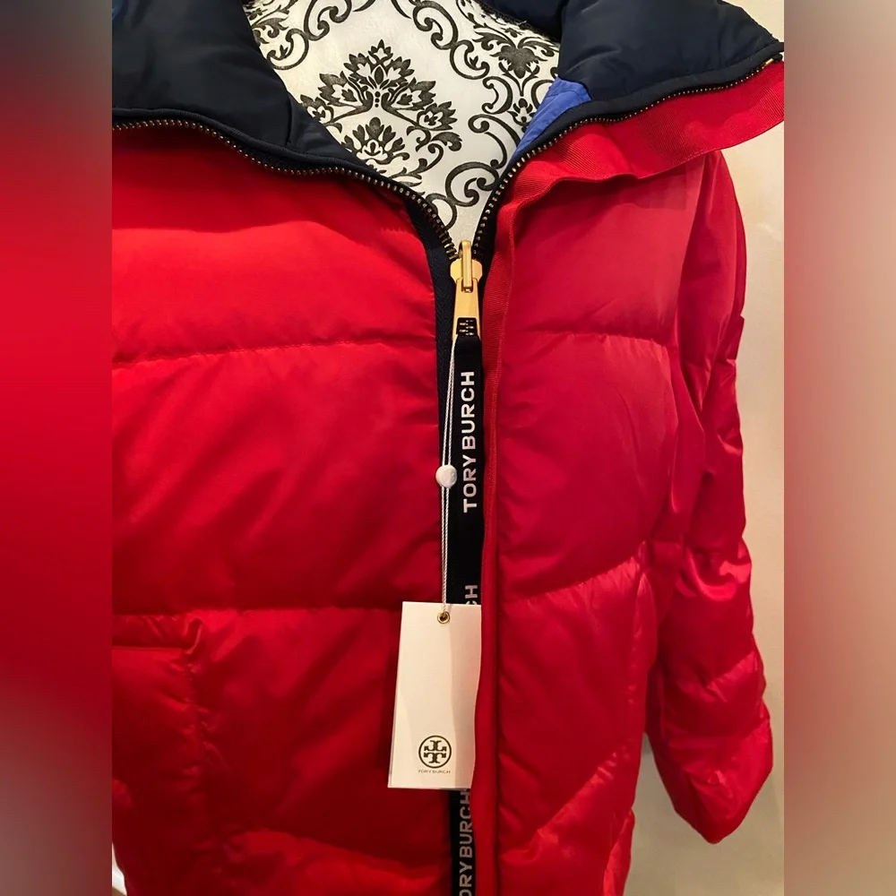 Tory Burch Reversible Blue/Red Puffer Jacket